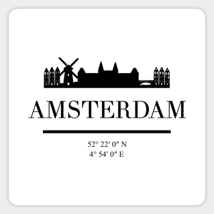 AMSTERDAM NETHERLANDS BLACK SILHOUETTE SKYLINE ART Magnet